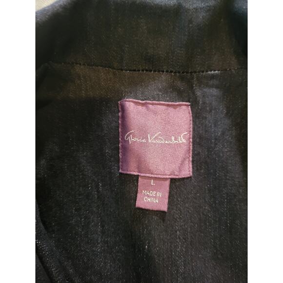 Gloria Vanderbilt Women's Denim Three-Button Blazer Rinse Royal Dark Wash Large - Picture 5 of 6